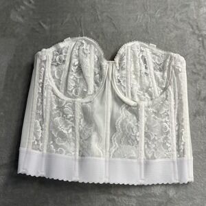 Goddess Bustier Womens 38B White Lace Overbust Boned Hook Eye Bridal Corset